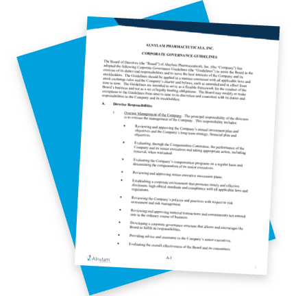 Corporate Governance Guidelines - Alnylam Pharmaceuticals